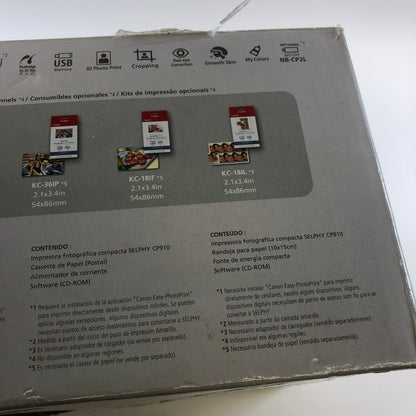 Canon Selphy cp910 Compact Photo Printer w Photo Paper, No Power Cord READ