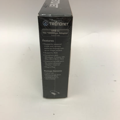 New TRENDnet USB to 10/100Mbps Adapter Network Adapter TU2-ET100