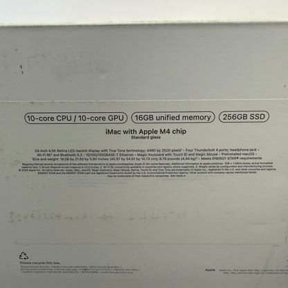 2024 Apple iMac 24" M4 10 Core 4.5GHz 16GB RAM 256GB SSD Silver A3137