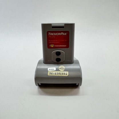Untested Nintendo 64 Jumper Pak (NUS-008)+TremorPakPlus/Memory Card (P-385/P-302) Black/Gray