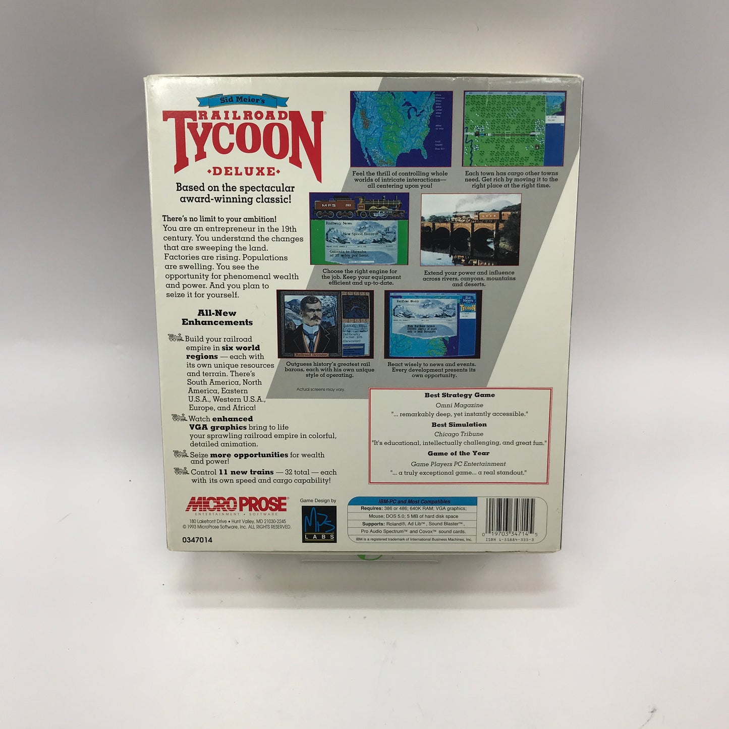 Sid Meiers Railroad Tycoon Deluxe (PC, 1993) Complete in Original Box, CIB