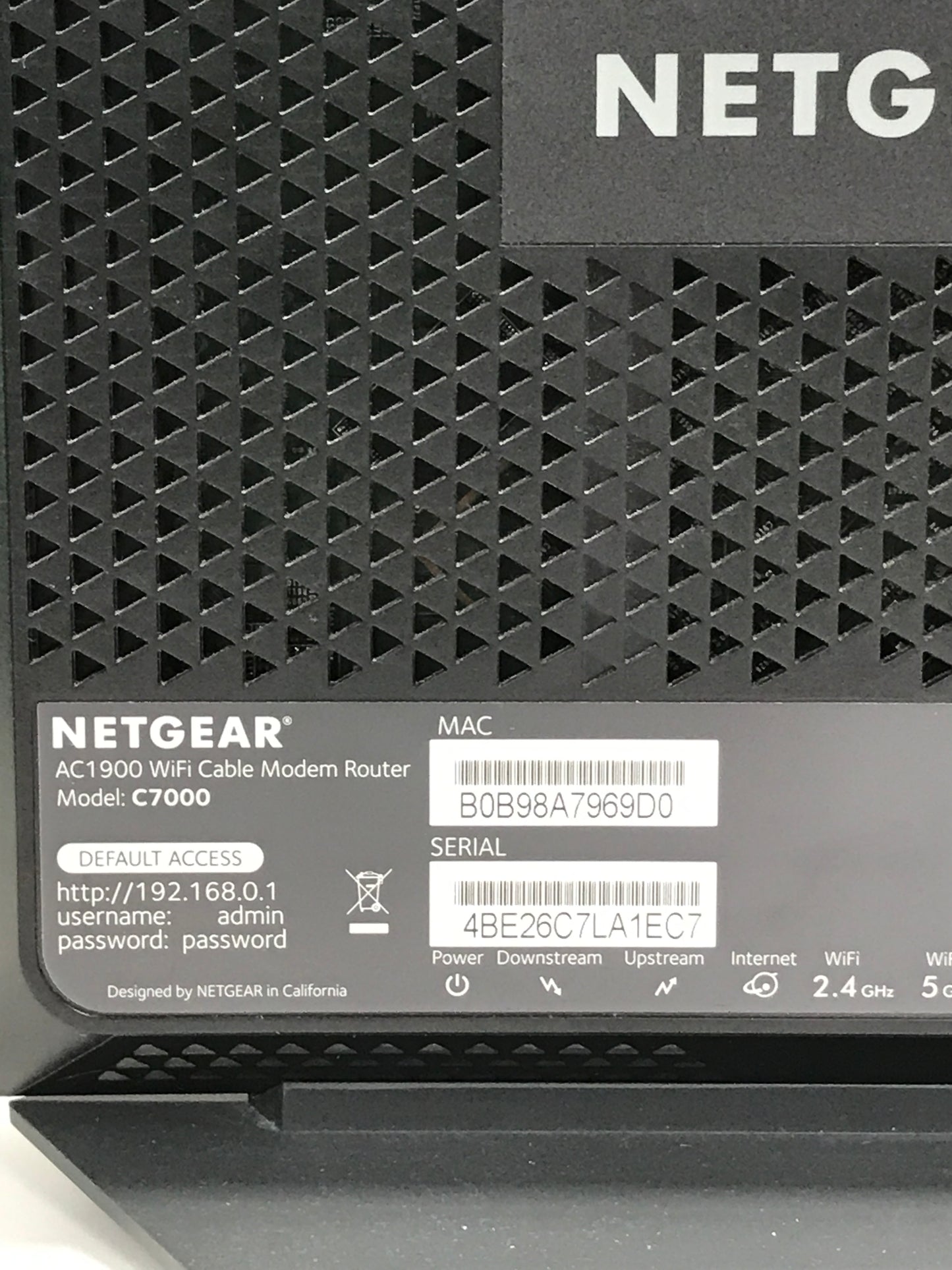 Netgear Nighthawk C7000 Cable Modem WiFi Router Combo AC1900 DOCSIS 3.0 Tested