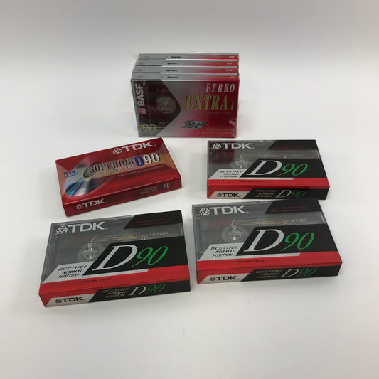 New TDK, BASF D90 Blank Recordable Cassette Tapes Vintage Tapes