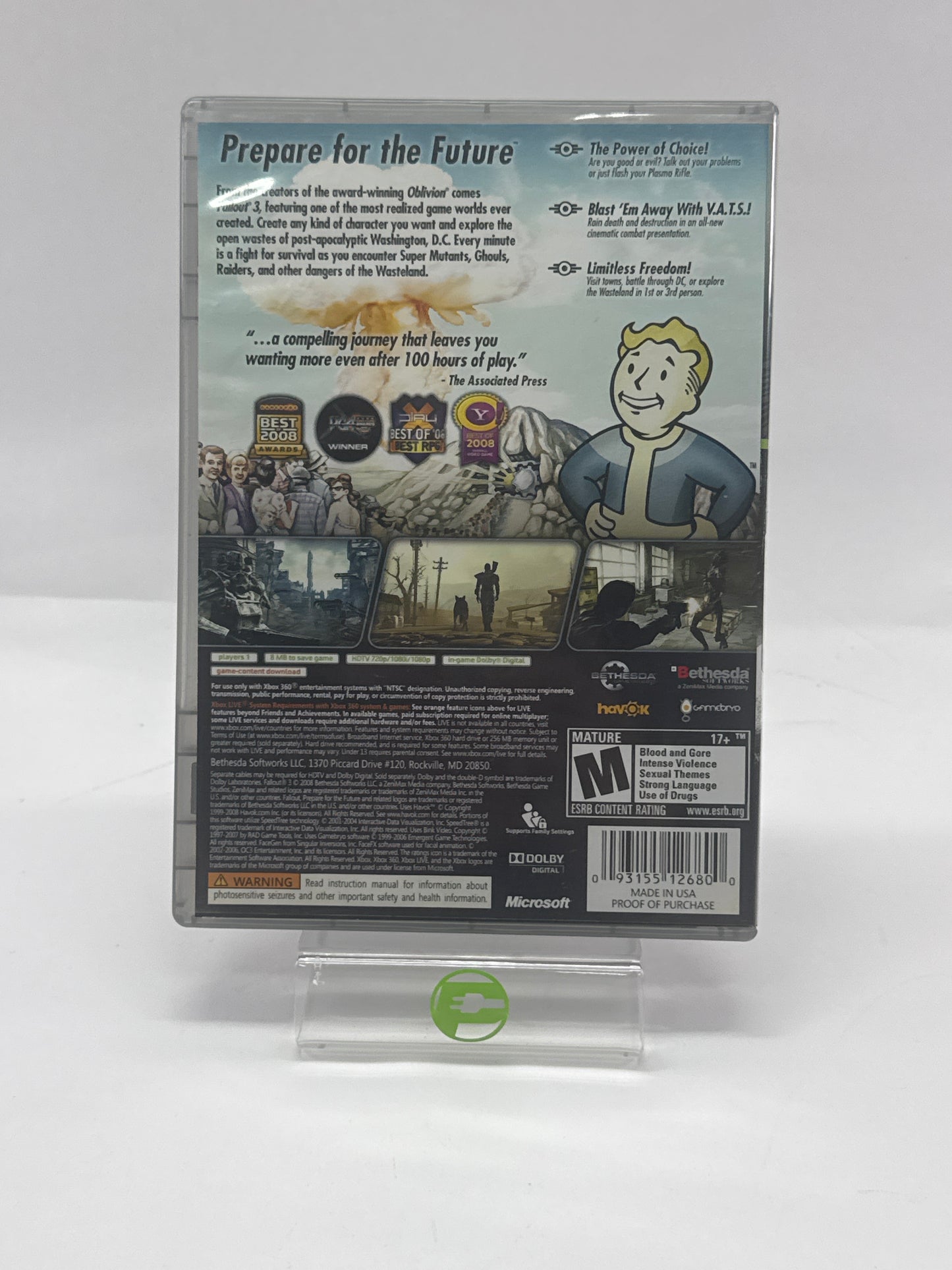 Fallout 3 (Microsoft Xbox 360, 2008, Platinum Hits)