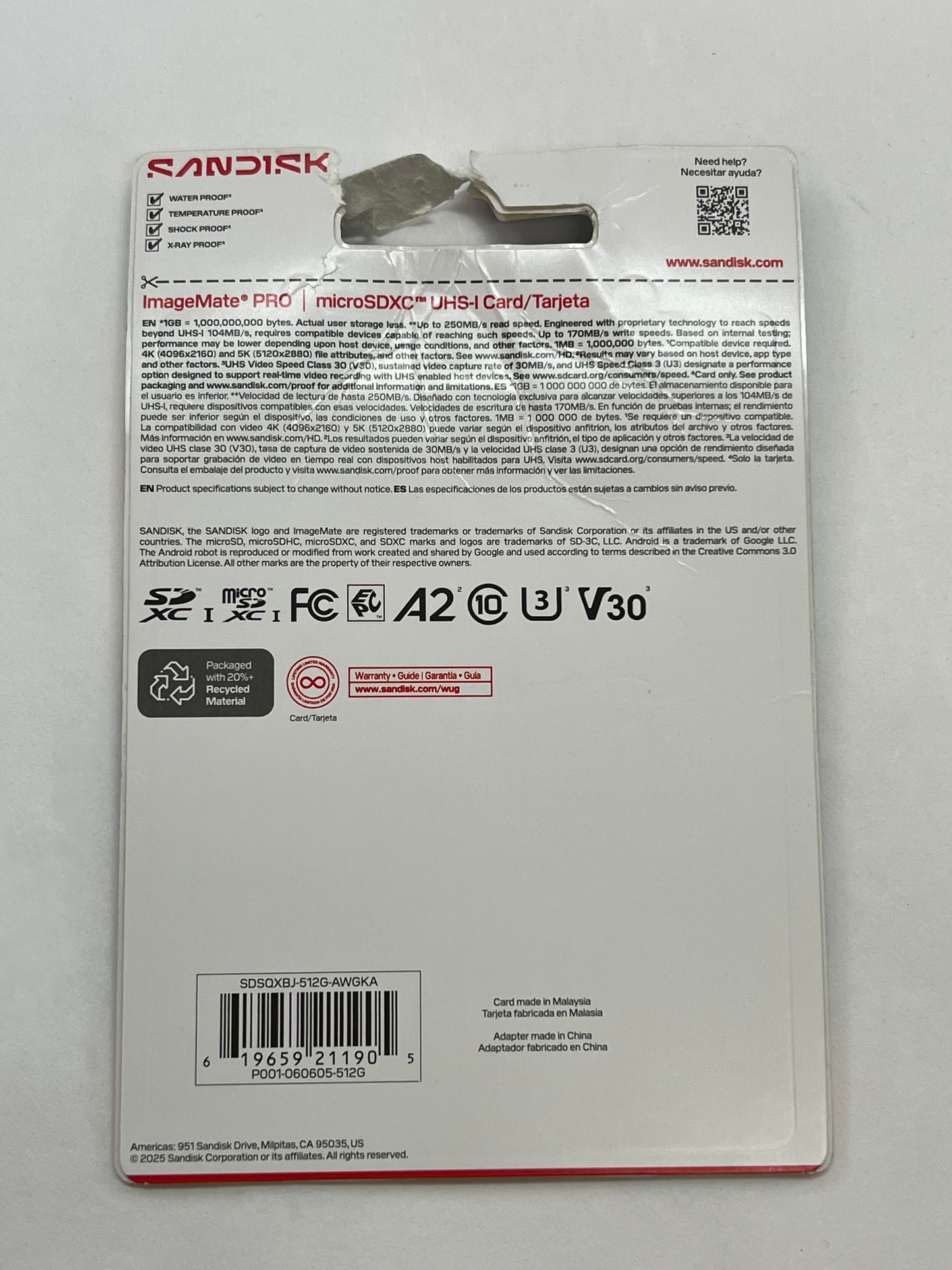 New Sandisk ImageMate PRO 512GB Micro SDXC Cards P001-060605-512G