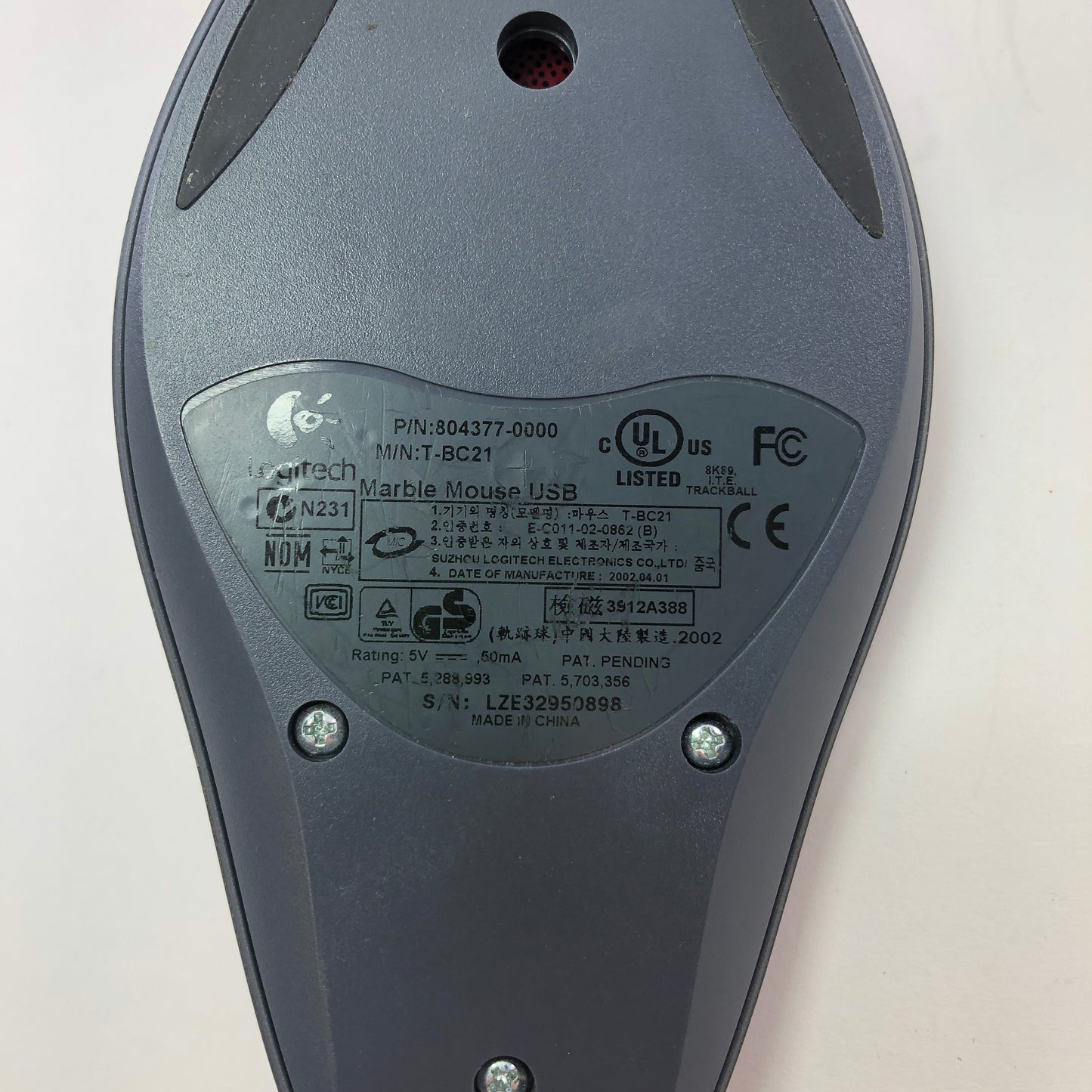 Logitech 8043770000 Wired Marble Mouse Tested and Working w Marble