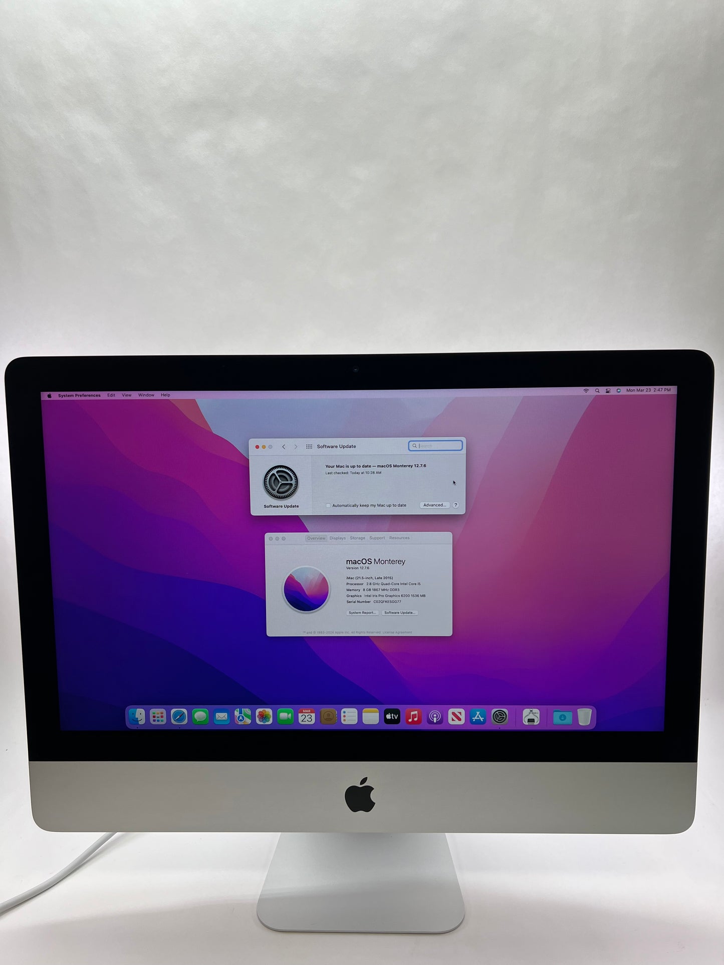 2015 Apple iMac 21.5" i7 3.1GHz 8GB RAM SSD Silver A1419