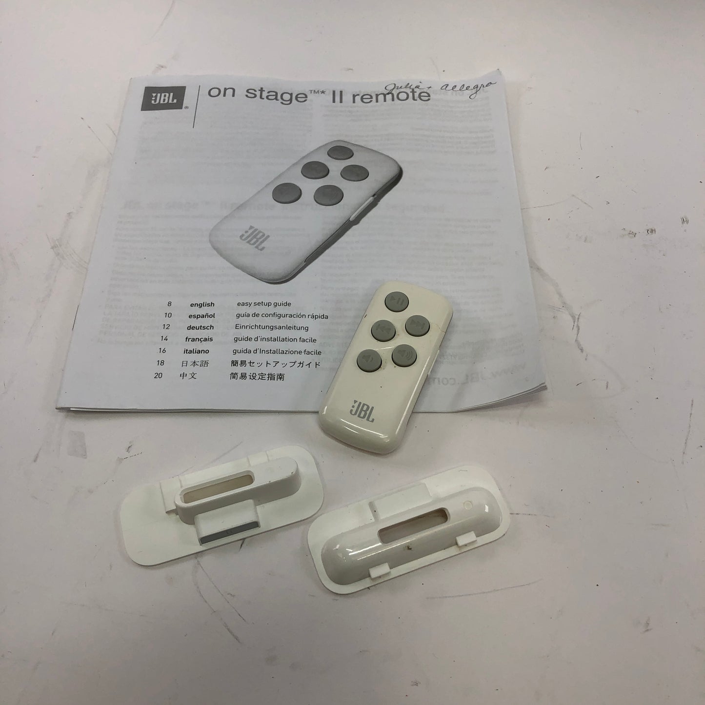 JBL On-Stage II Portable Party Speaker White 6317 w Remote and Remote Manual