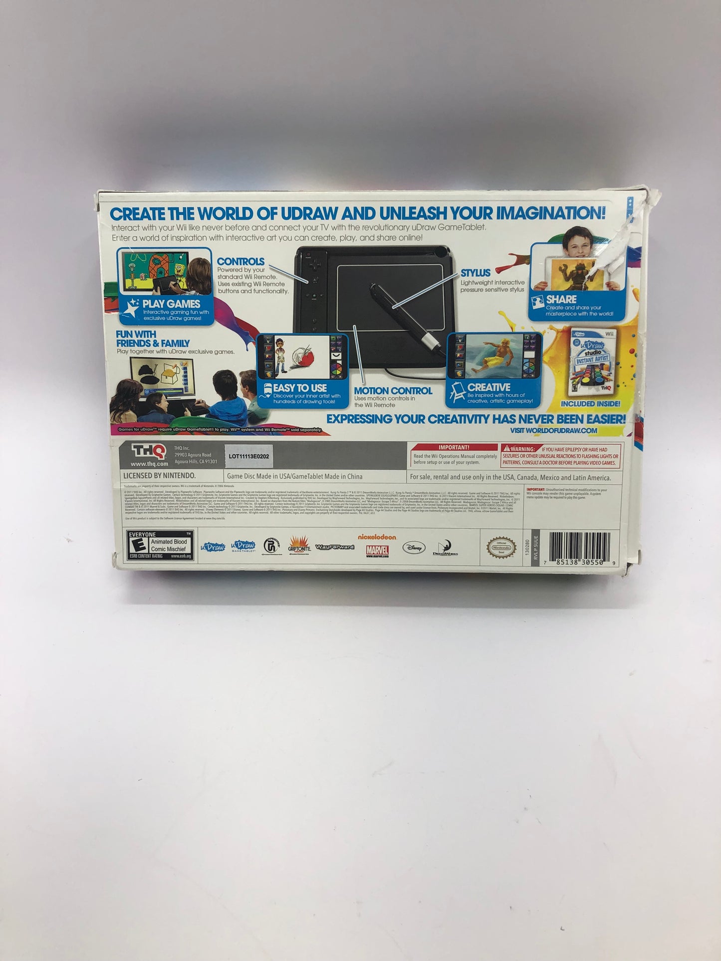Nintendo Wii uDraw Tablet Black w 3 Games [Pictonary, andUDraw Studio Disc Only]