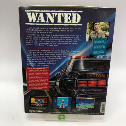 Police Quest 2 (PC, 1988) Complete in Original Box w Inserts CIB