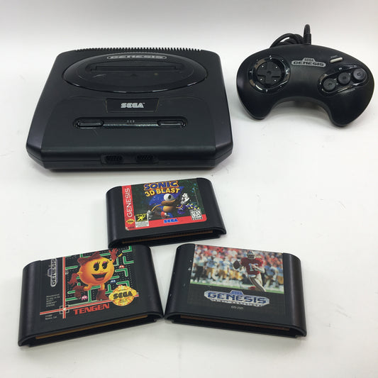 Sega Genesis Video Game Console Black MK-1631 w Controller and 3 Games
