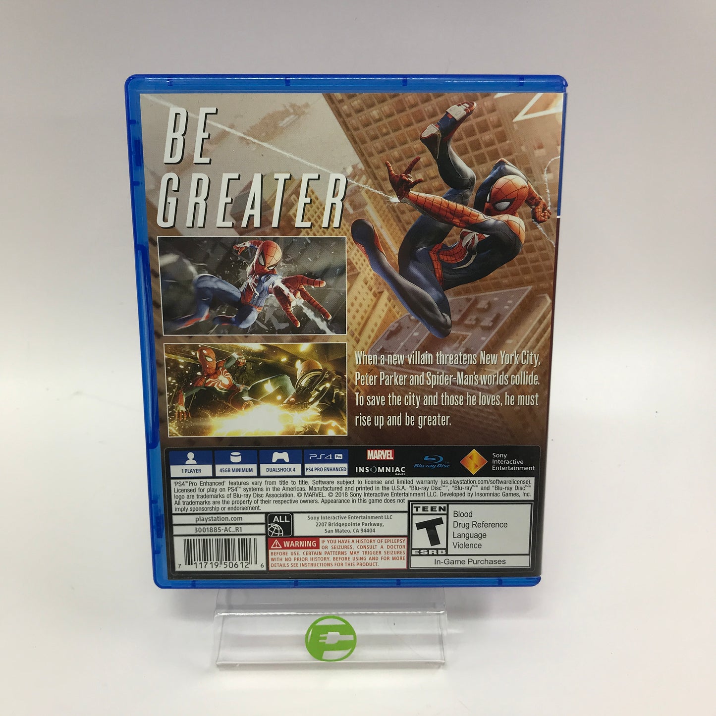 Marvel Spiderman (Sony PlayStation 4 PS4, 2018) in Original Box