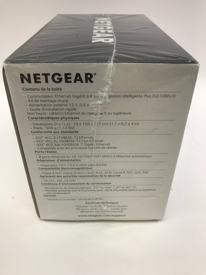 New Netgear Gigabit Ethernet Switch, 8 port 8-Port Gigabit Managed Switch GS108E