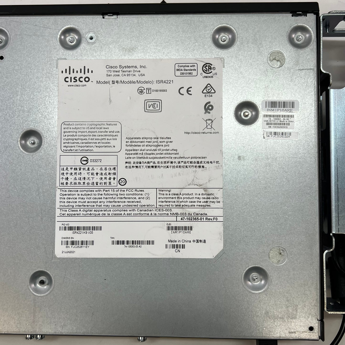Cisco 4200 Series Integrated Services Router ISR4221