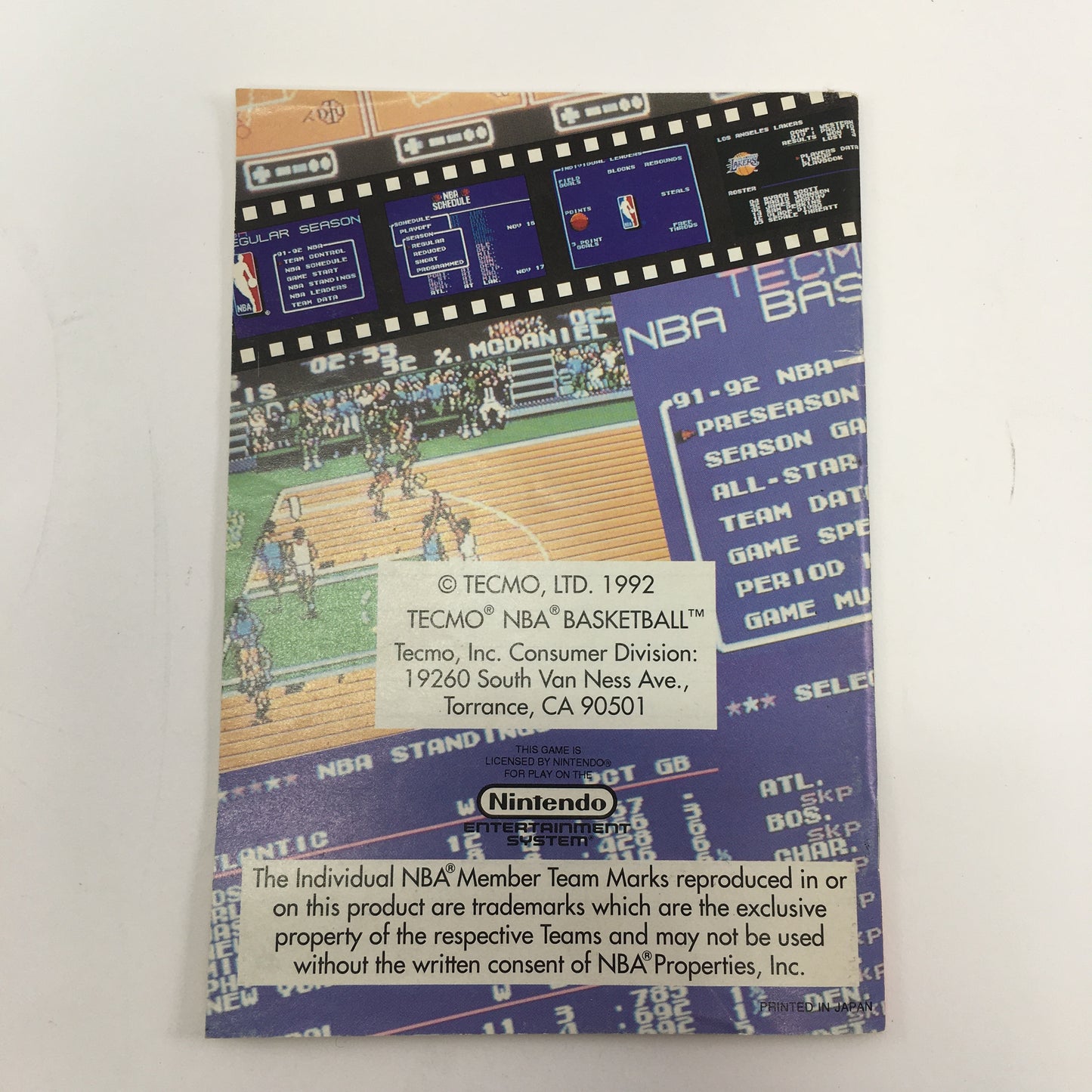 Tecmo NBA Basketball (Nintendo NES, 1992) Tested Original Box w Manual