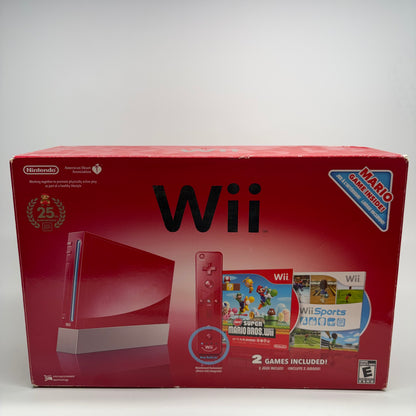Nintendo Wii Console Gaming System RVL-001 Mario Red Edition