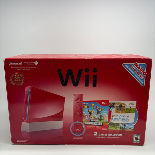 Nintendo Wii Console Gaming System RVL-001 Mario Red Edition
