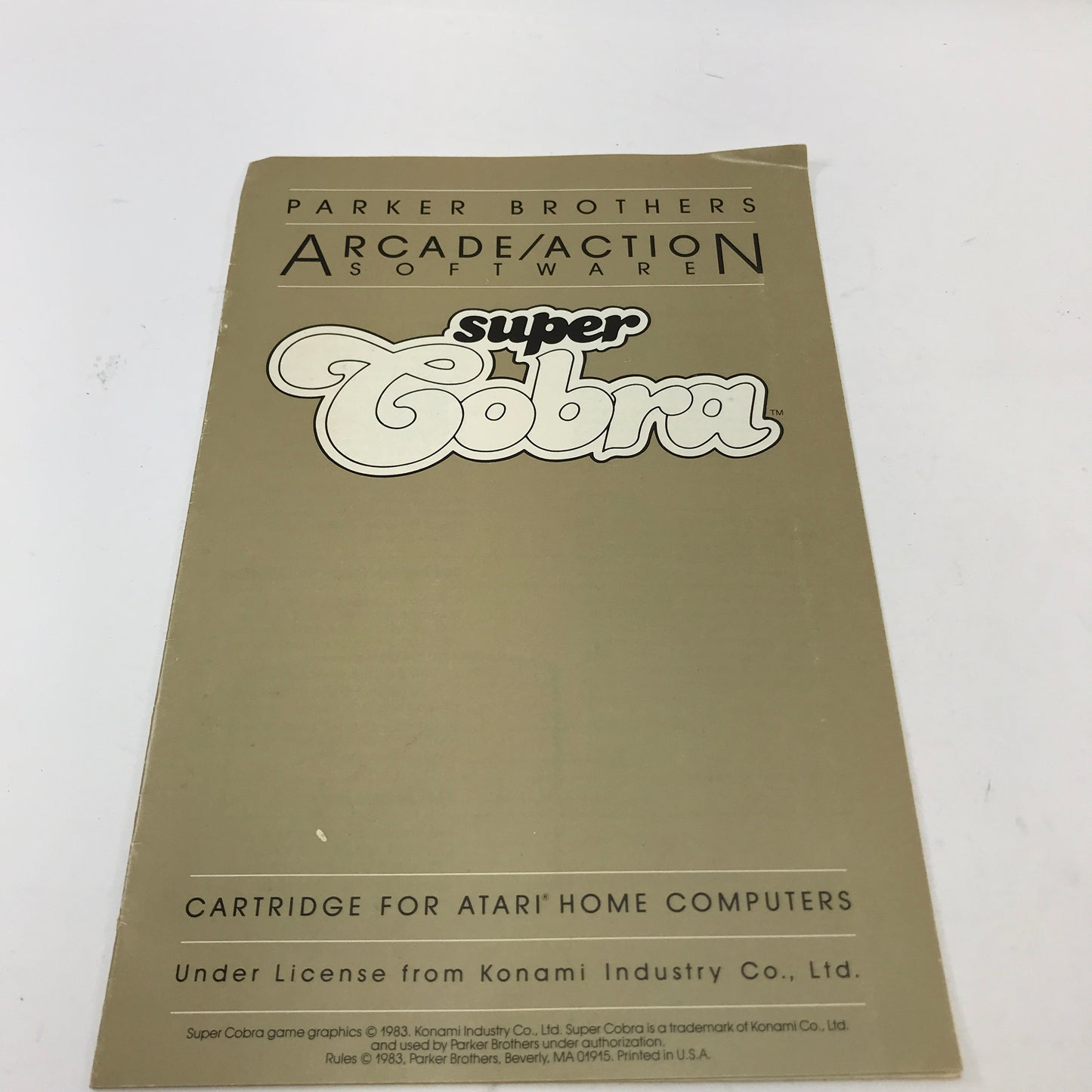 Super Cobra (Atari 400, 1982) Cartridge and Manual Only
