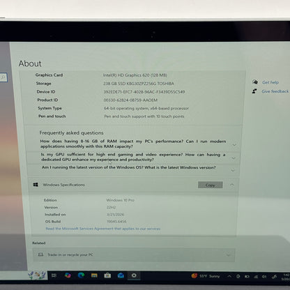 Microsoft Surface Pro 5 1796 12.3" i5-7300U 2.6GHz 8GB RAM 256GB SSD