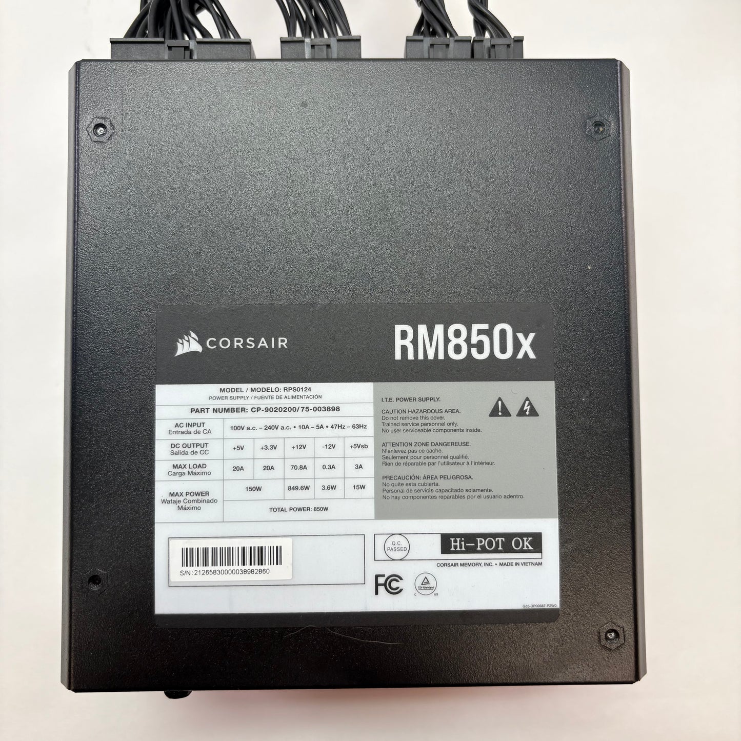 Corsair RM850x RPS0124 80 Plus Gold 850W Fully Modular Power Supply
