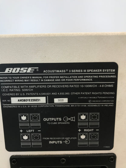 BOSE Acoustimass 3 Series III Speaker System Subwoofer Only WHITE