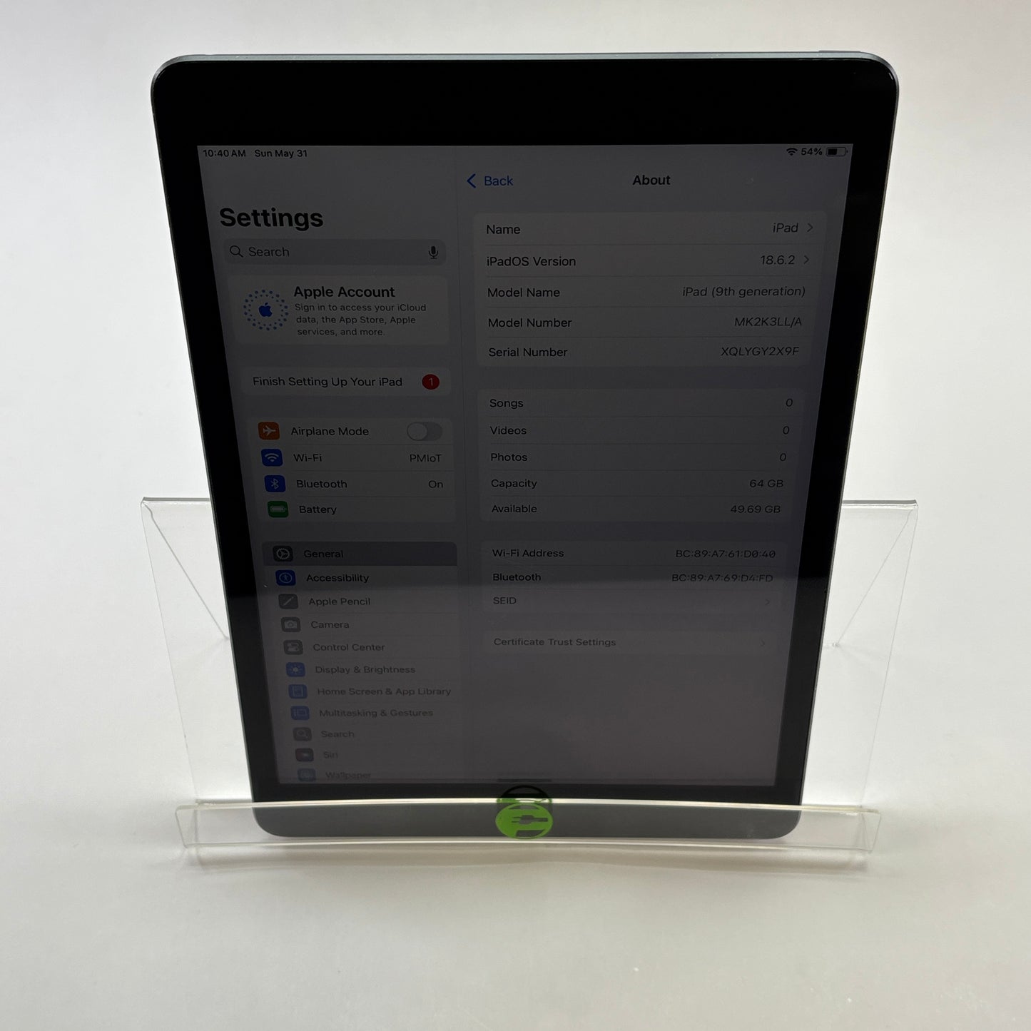 WiFi Only Apple iPad 9th Gen 64GB Silver MK2K3LL/A
