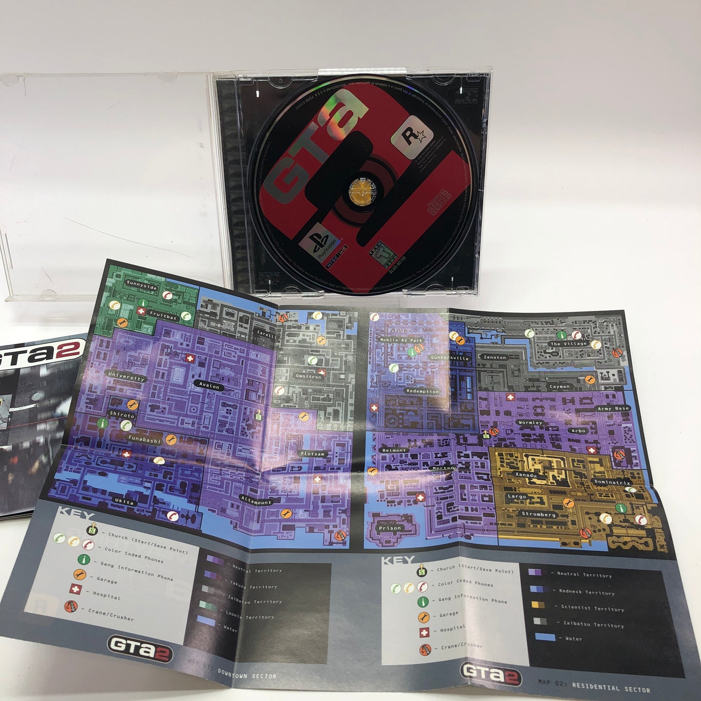 Grant Theft Auto 1 and Grand Theft Auto 2 Sony PlayStation 1 PS1 READ