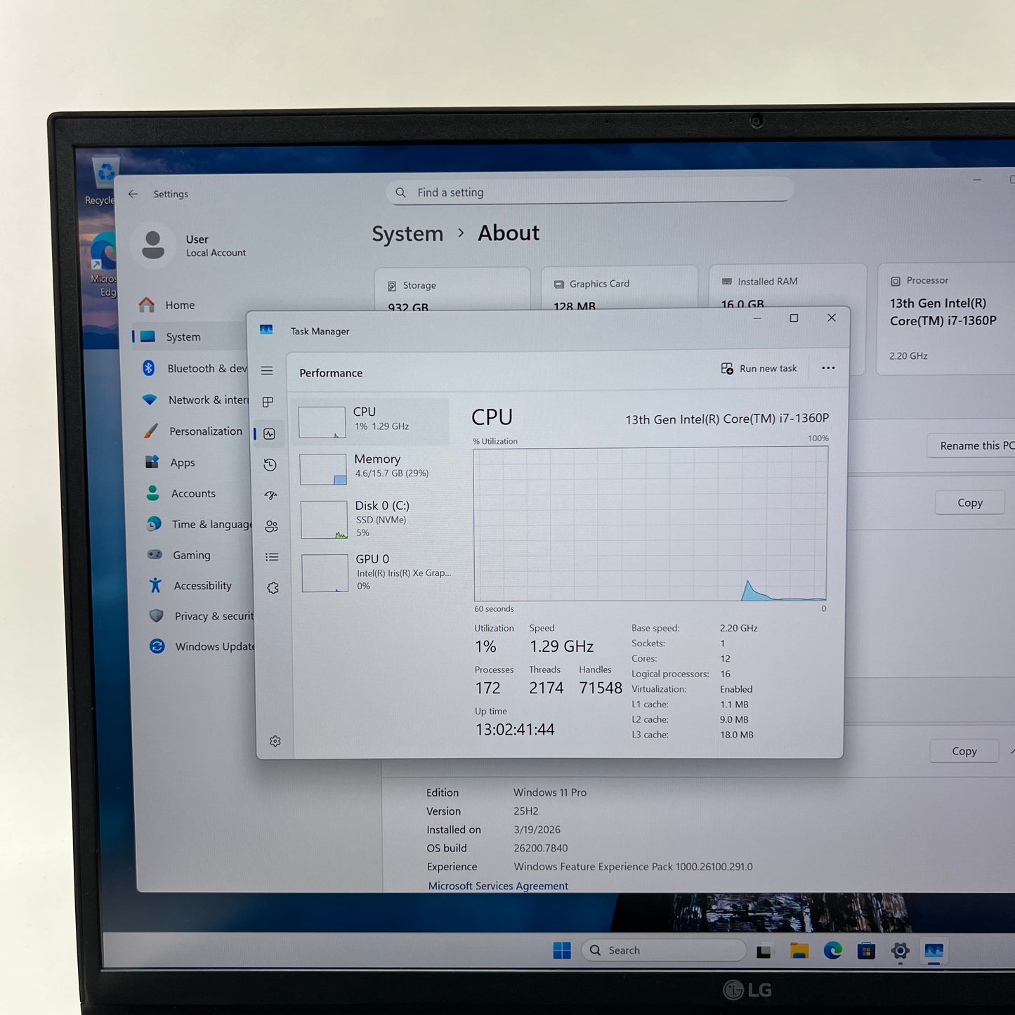 LG Gram 17ZB90R 17" i7-1360P 2.2GHz 16GB RAM 1TB SSD