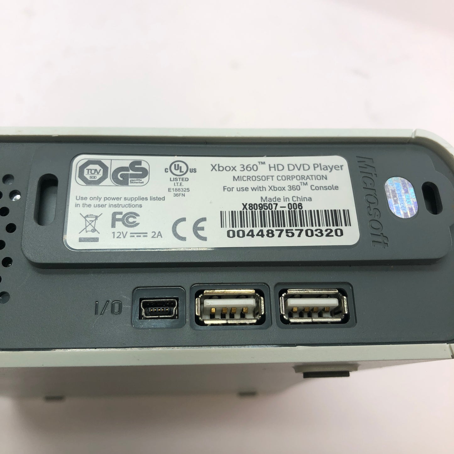 Microsoft XBox 360 HD DVD Player White X809507-006 For Xbox 360