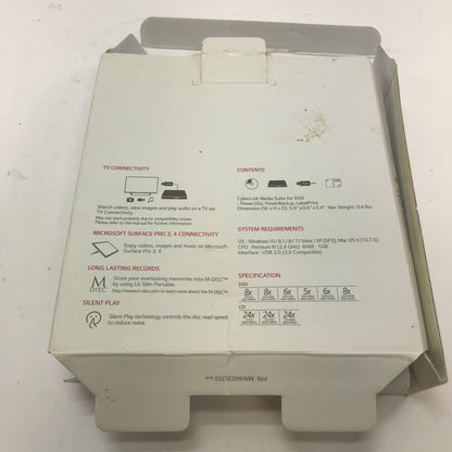 LG Ultra Slim Portable DVD Writer GP65NW60 MAY66035203 w Original Box and Manual