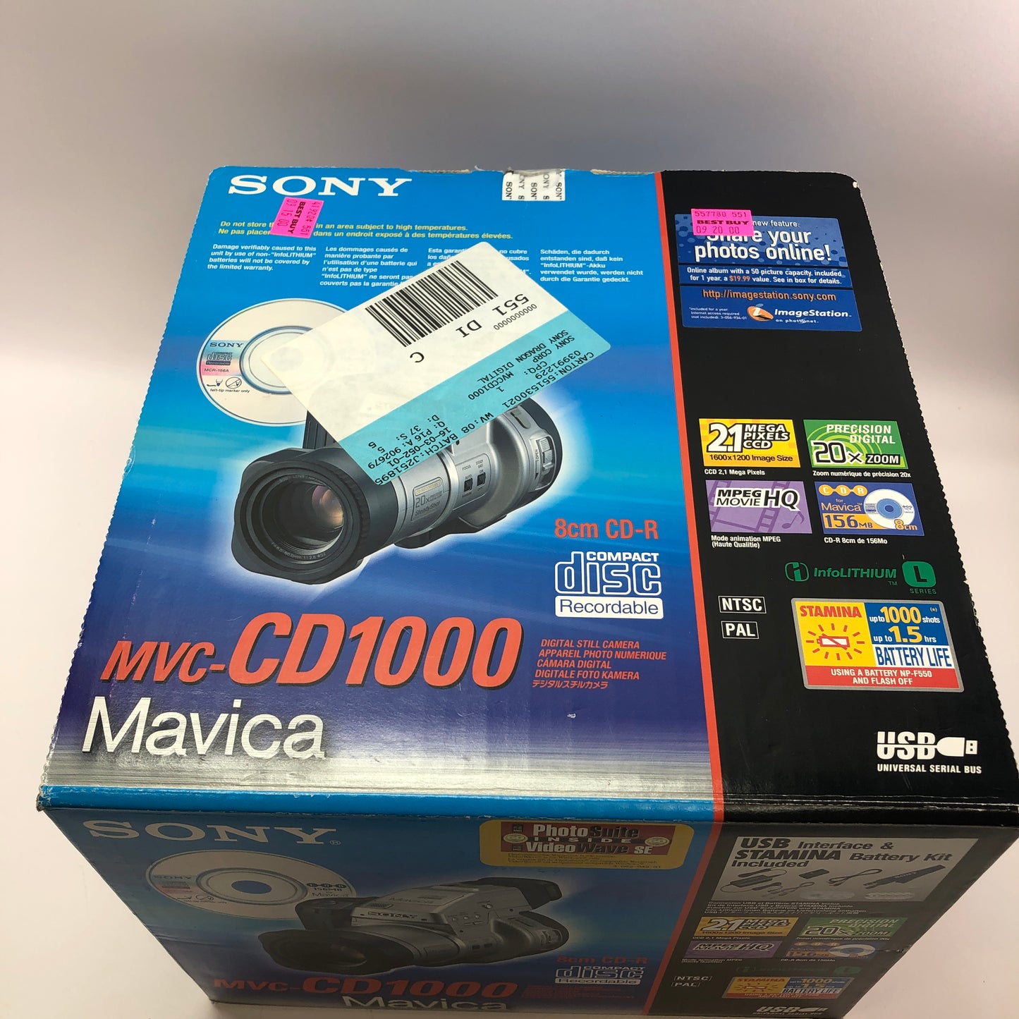 Sony MVC-CD1000 2.1MP Digtial Still Camera w Original Box