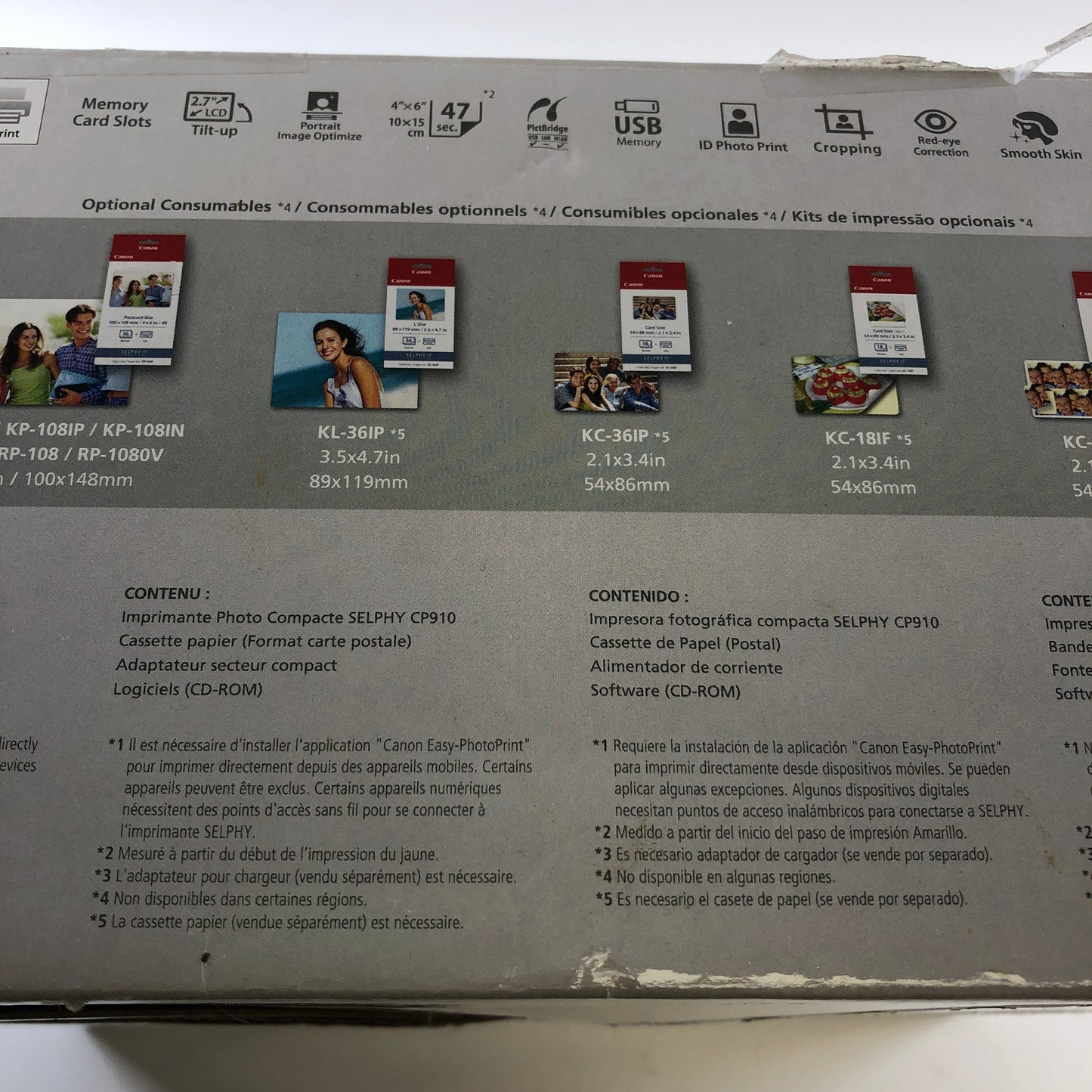 Canon Selphy cp910 Compact Photo Printer w Photo Paper, No Power Cord READ
