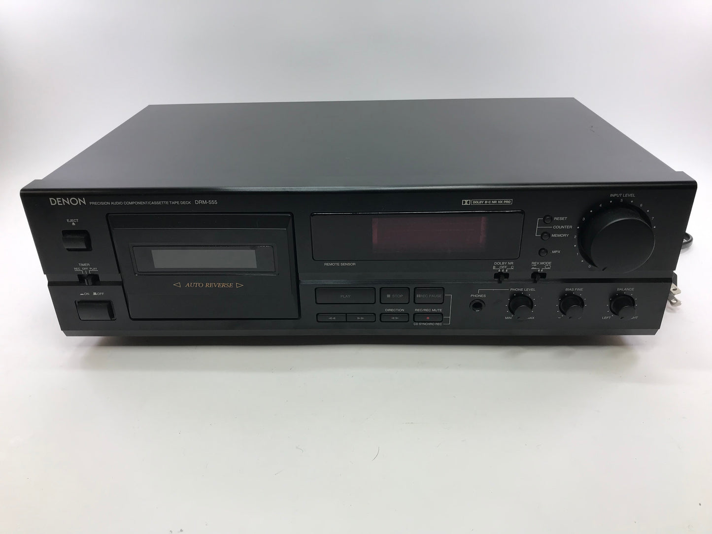 Denon DRM-555 Cassette Tape Deck Black With Auto Reverse - Dolby B-C NR HX Pro
