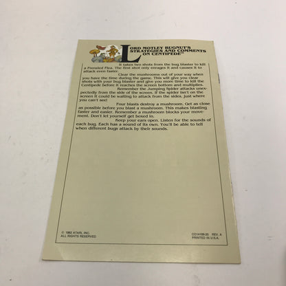 Centipede (Atari 400, 1980) Cartridge and Manual Only