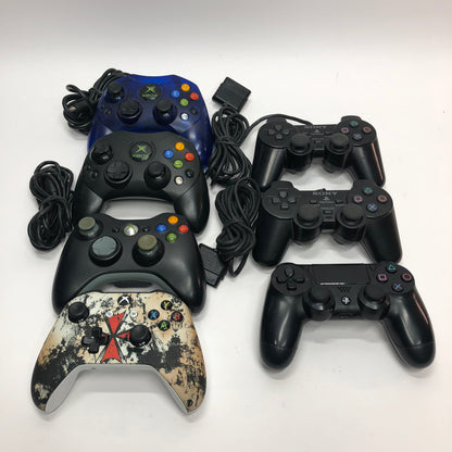 Various Broken Video Game Controllers Bulk Lot of Seven, For Parts