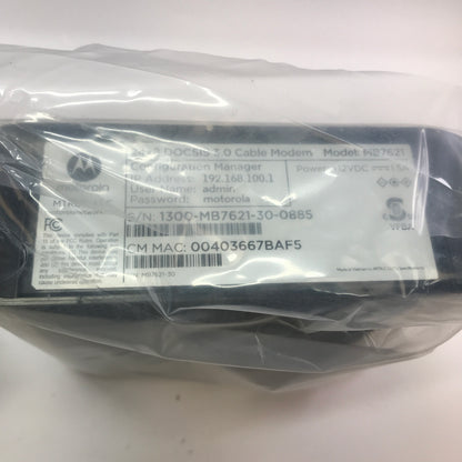Motorola 24x8 Cable Modem MB7621-30 w/ Original Box, No Ethernet or Power Cable