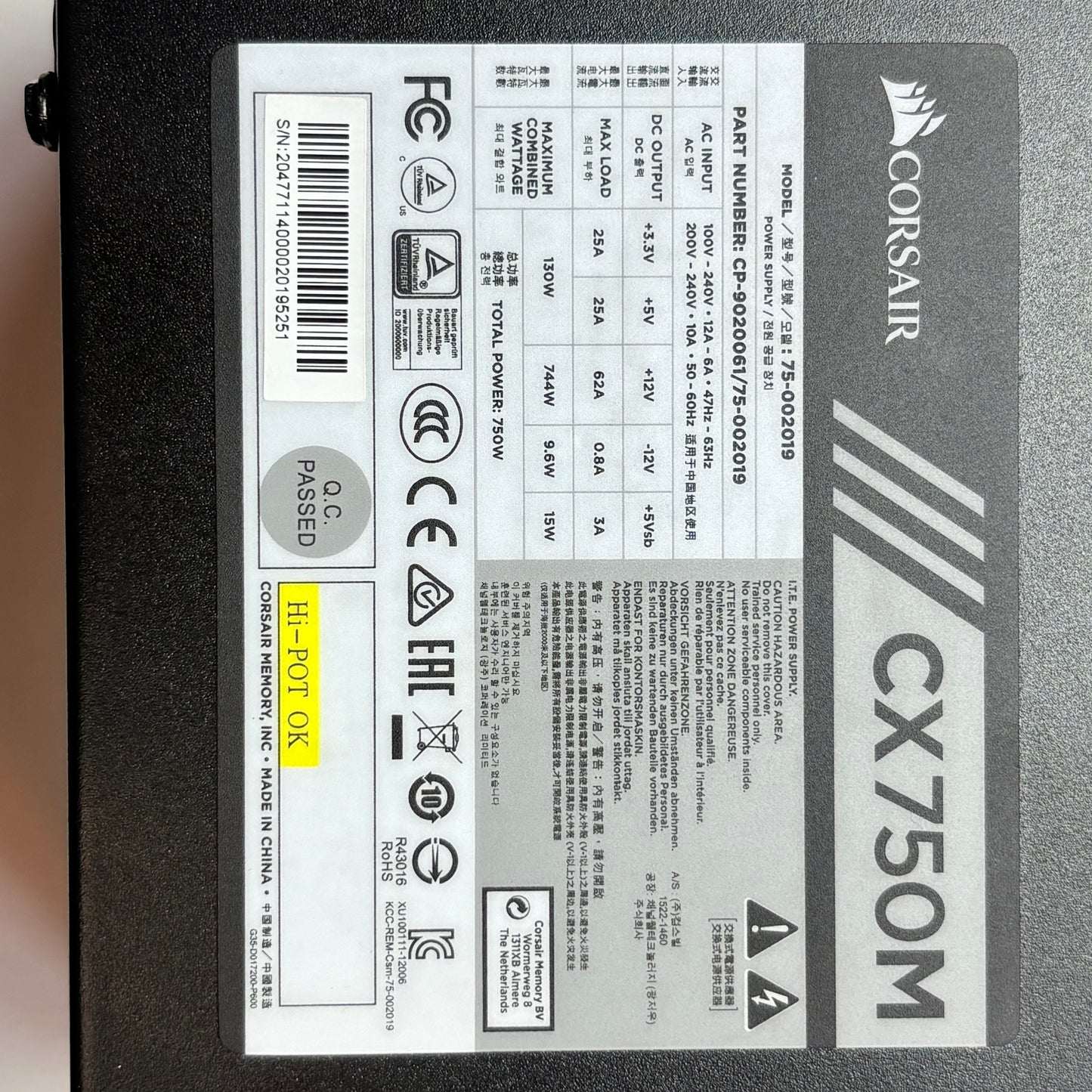 Corsair CX750M 80 Plus Bronze 750W Semi Modular Power Supply