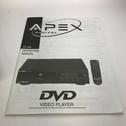Apex Digital AD-1500 DVD/VCD/MPE/CD PLAYER E196084 w Manual and Remote