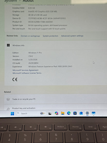 Microsoft Surface Pro 5 1796 12.3" i5-7300U 2.7GHz 8GB RAM 256GB SSD