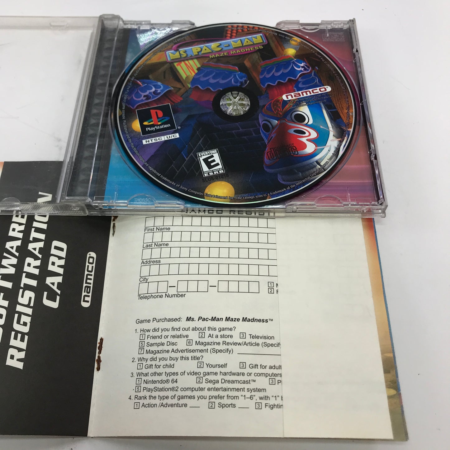 Ms. Pac-Man Maze Madness (Sony PlayStation 1 PS1, 2000) CIB w Registration Card