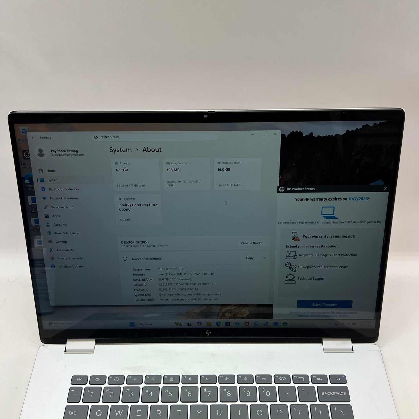 HP Omnibook 7 TPN-W166 16" Intel Core Ultra 5 2.1GHz 16GB RAM 500GB SSD