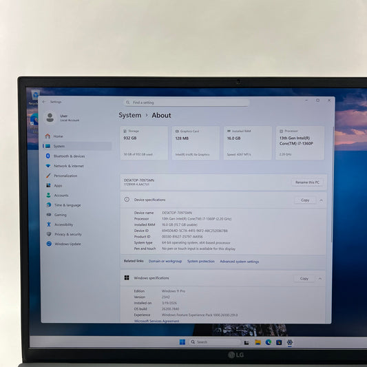 LG Gram 17ZB90R 17" i7-1360P 2.2GHz 16GB RAM 1TB SSD