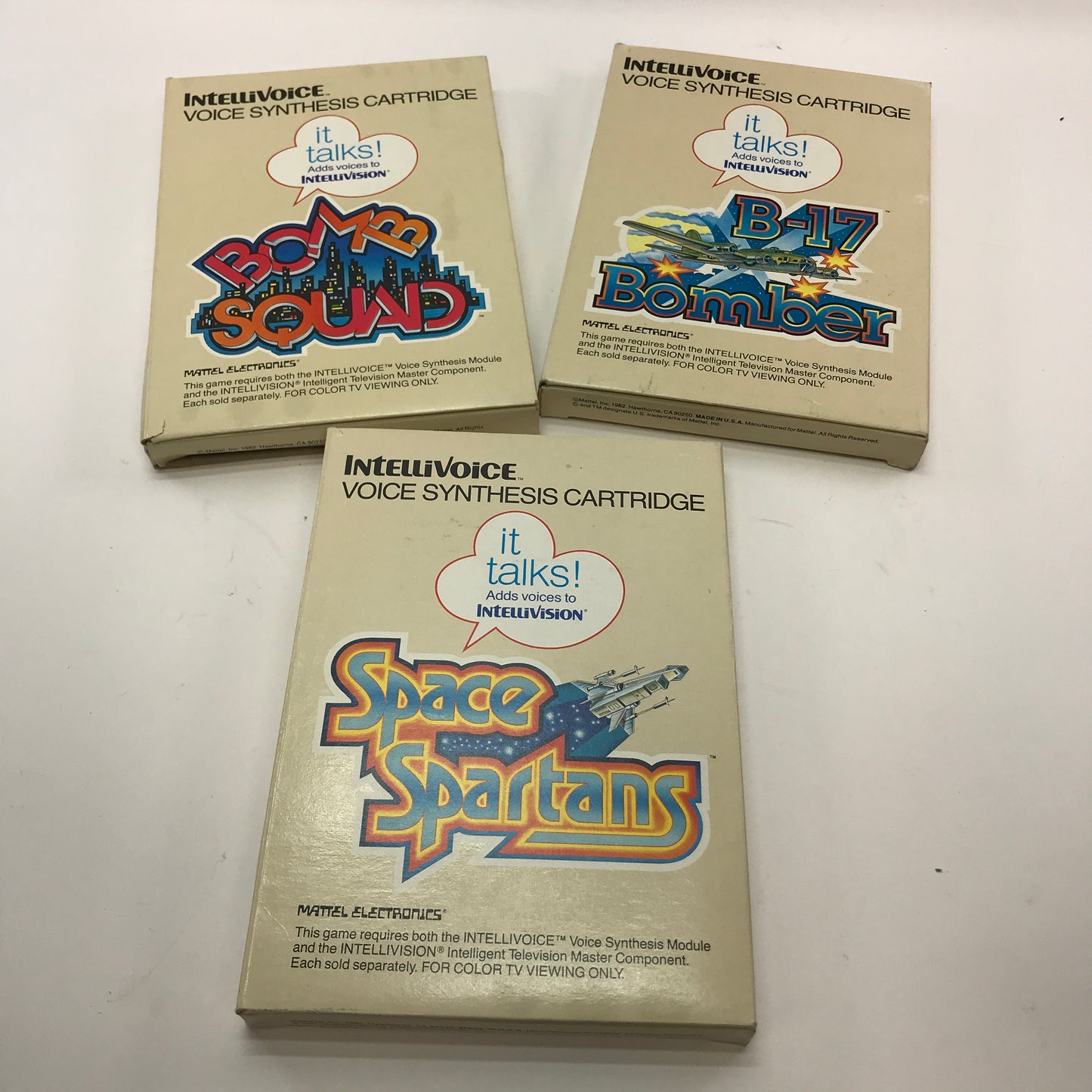 IntelliVoice Game Lot [Space Spartan, B-17 Bomber and Bomb Squad]