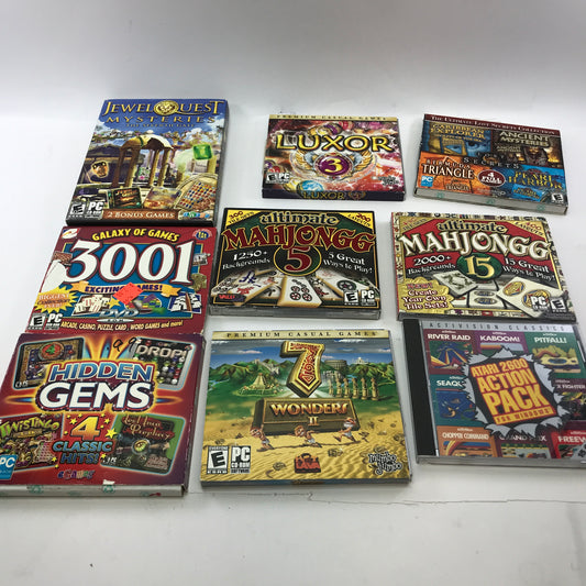 Lot of 9 Find-It, Multi-Game Packs for PC [Luxor, Mahjongg, Atari2600 and More]