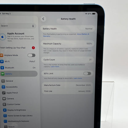 WiFi Only Apple iPad 11" (A16) 128GB Blue MD4A4LL/A