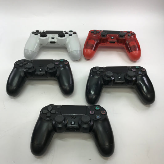 Broken Lot of 5 Sony PlayStation 4 PS4 Wireless Controllers [White, Black, Red]