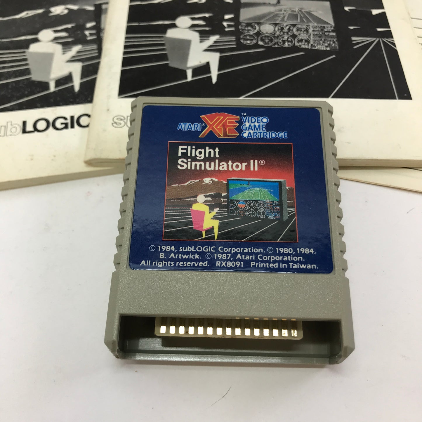 Flight Simulator II (Atari XE, 1986) Cartridge and Manuals Only