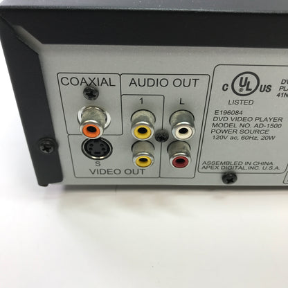 Apex Digital AD-1500 DVD/VCD/MPE/CD PLAYER E196084 w Manual and Remote