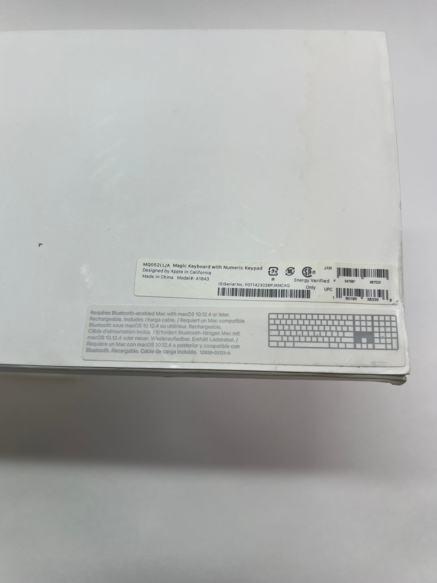 Apple Magic Keyboard with Numeric Keypad White MQ052LL/A