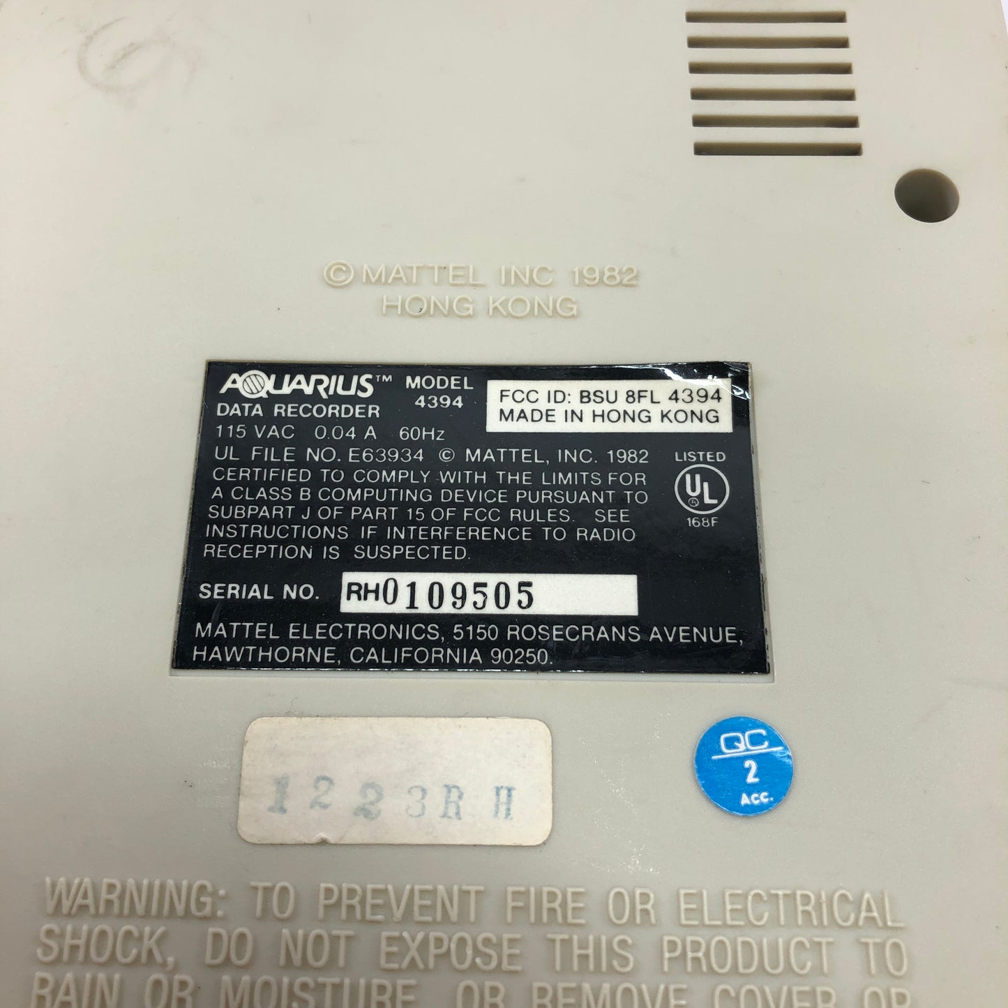 Mattel Electronics AQUARIUS 4394 Data Recorder w Cords Tested and Working